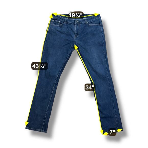 Frank + Oak Jeans Mens Dylan Slim Dark Wash Stretch Denim Size 36/34 Measures 38 - Picture 6 of 6